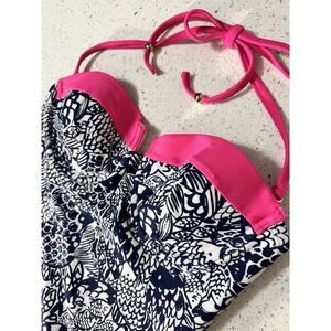 Lilly Pulitzer One Piece Swimsuit Small‎ Navy/Pink  Padded W/ Underwire 2 In 1
